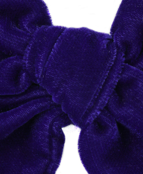 Velvet Knot Bow Headband - Dark Blue
