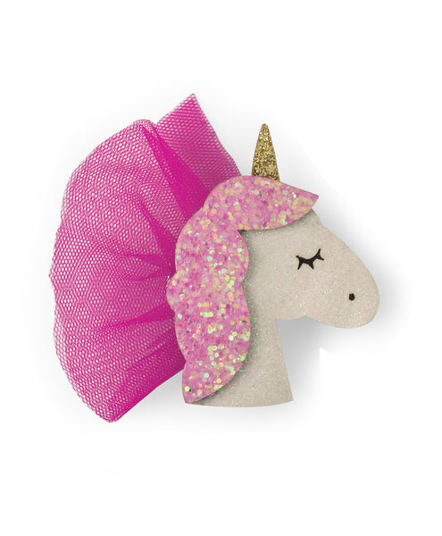 Glitter Unicorn Alligator Clip - Light Pink