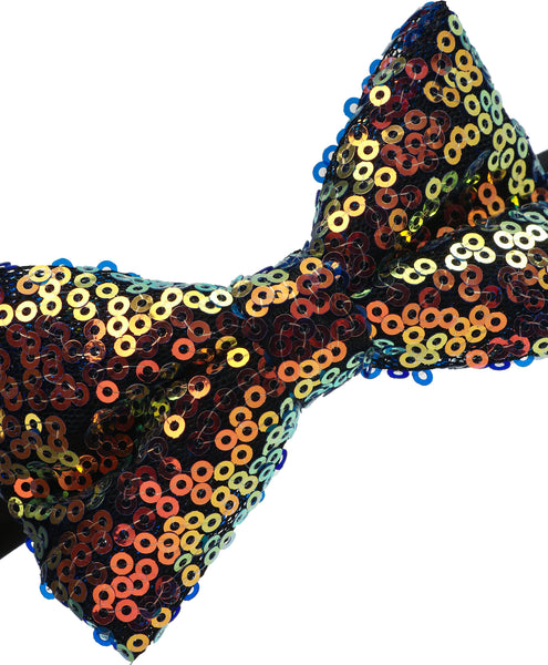 Sequinned Bow Hair Band - Bronze