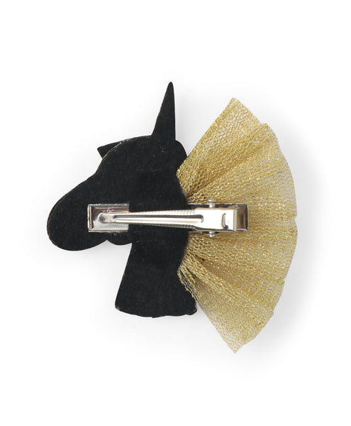 Glitter Unicorn Alligator Clip - Golden
