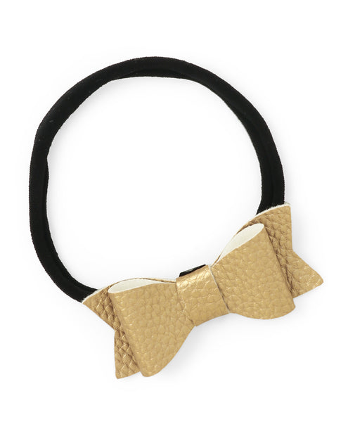 Leather Bow & Knot Headband Set - Brown & Golden