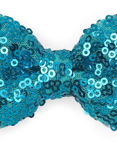 Sequin Party Bow Alligator Clip - Blue