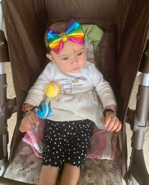 Big Leather Bow Headband - Rainbow
