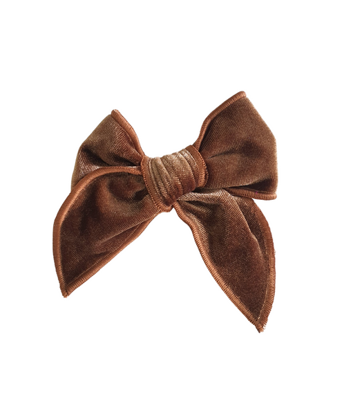 Velvet Knot Bow Alligator Hair Clip - Brown