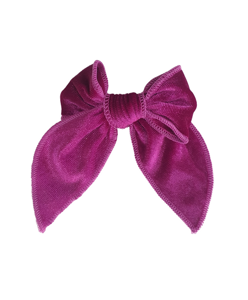 Velvet Knot Bow Alligator Hair Clip - Dark Pink
