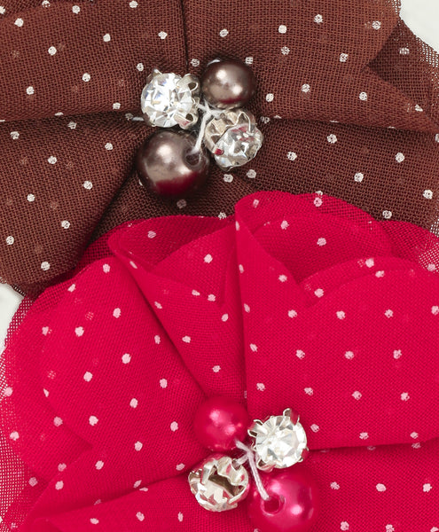 Flower Headband Set - Brown & Red