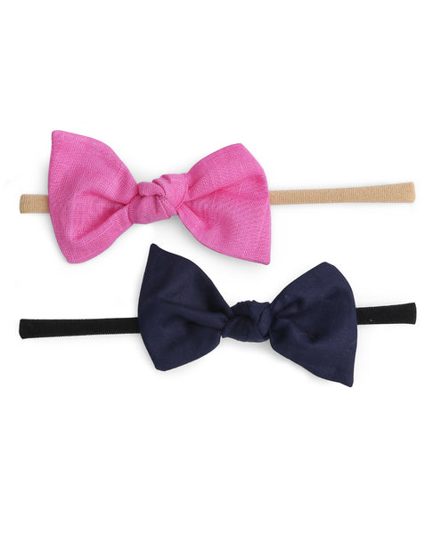 Knot Bow Headbands (Set of 2) - Light Pink & Dark Blue