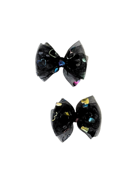 Set of 2 Glitter Love Alligator Clips – Black