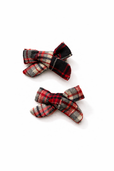 Set of 2 Plaid Knot Bow Alligator Clips – Multicolor