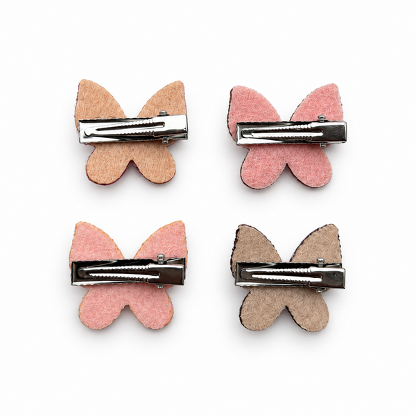 Set of 4 Glittery Butterfly Pearl Alligator Clip- Multicolor
