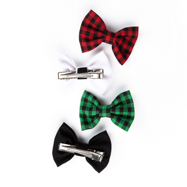 Checkered & Solid Alligator Hair Clips- Red, Green, White & Black