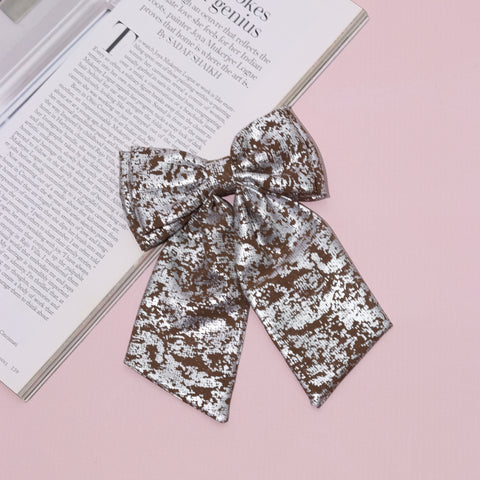 Oversized Sailor Bow Headband- Silver & Olive