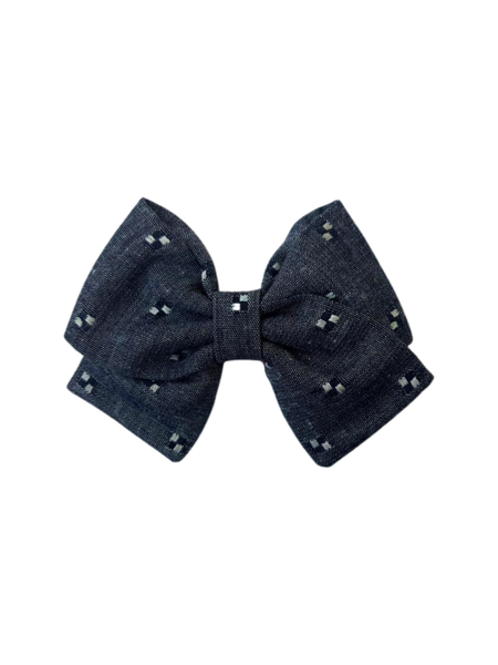 Indigo Denim Butterfly Clip- Grey