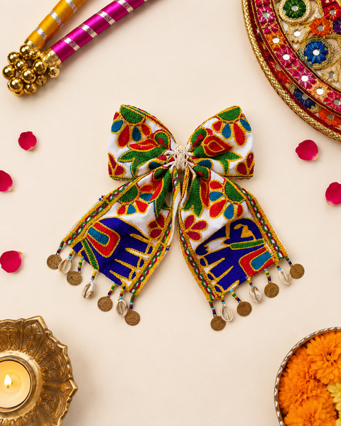 Navratri Rangoli Bow Alligator Clip – Multicolor