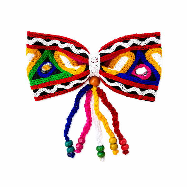 Colorful Mirror Tassel Bow Alligator Clip- Multicolor