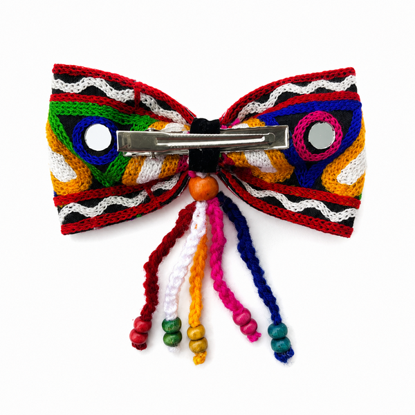 Colorful Mirror Tassel Bow Alligator Clip- Multicolor
