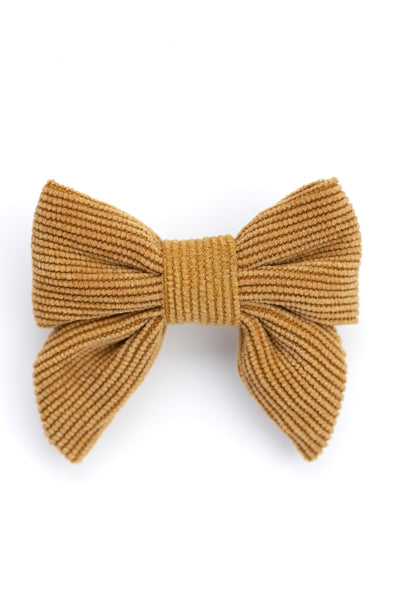 Corduroy Sailor Bow Alligator Hair Clip- Camel