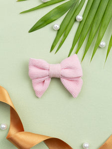 Corduroy Sailor Bow Alligator Hair Clip- Light Pink