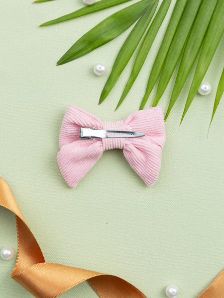 Corduroy Sailor Bow Alligator Hair Clip- Light Pink