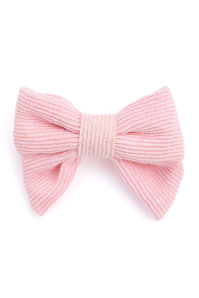 Corduroy Sailor Bow Alligator Hair Clip- Light Pink