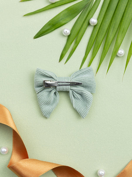 Corduroy Sailor Bow Alligator Hair Clip- Sea Green