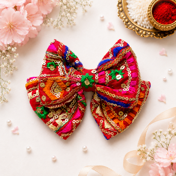 Festive Embellished Colorful Alligator Clip- Multicolor