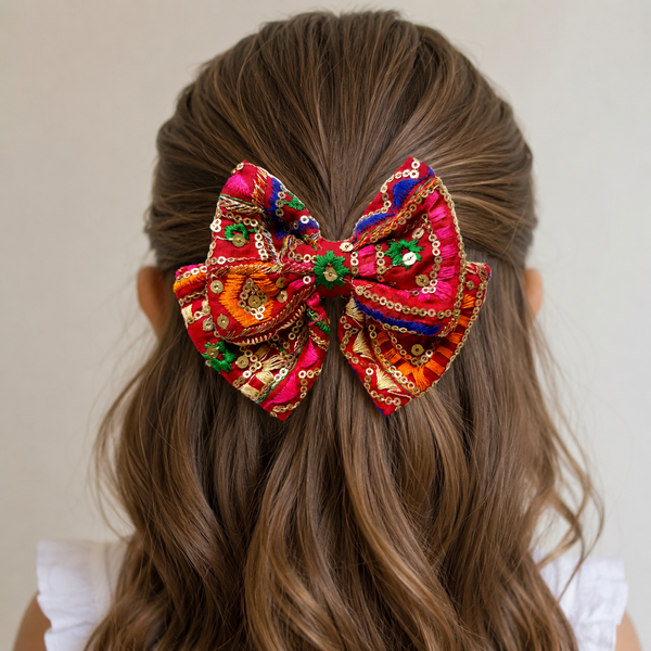 Festive Embellished Colorful Alligator Clip- Multicolor