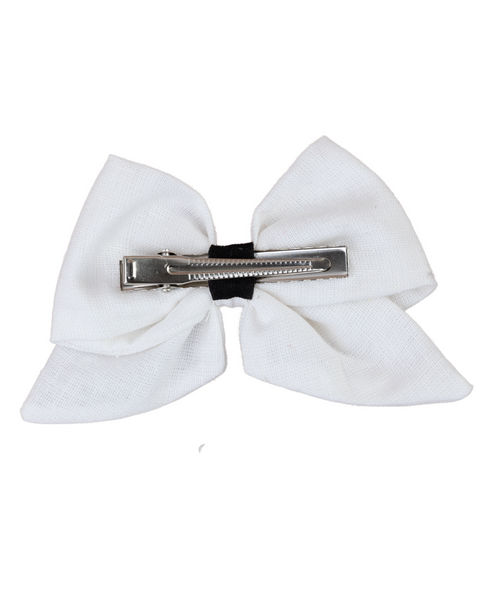 Solid School Bow Alligator Hair Clip- White