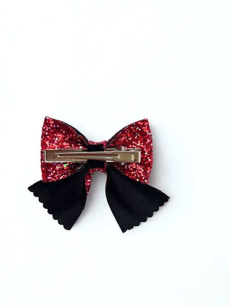 Christmas Party Sparkle Bow Alligator Clip- Red