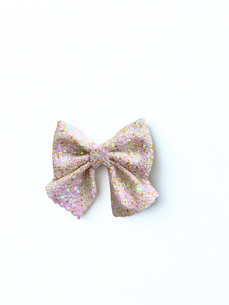 Christmas Party Sparkle Bow Alligator Clip- White