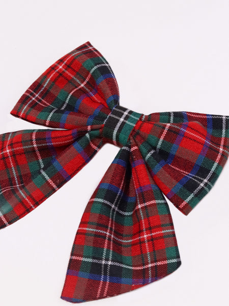 Checked Sailor Bow Alligator Clip- Red & Green