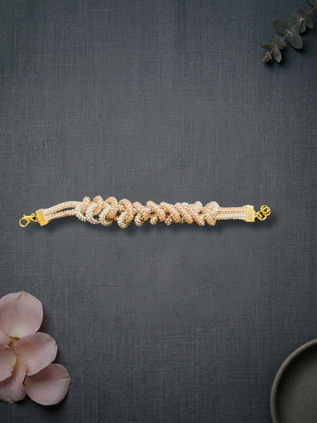 Princess Stone Twisted Duel Color Bracelet- Golden Silver