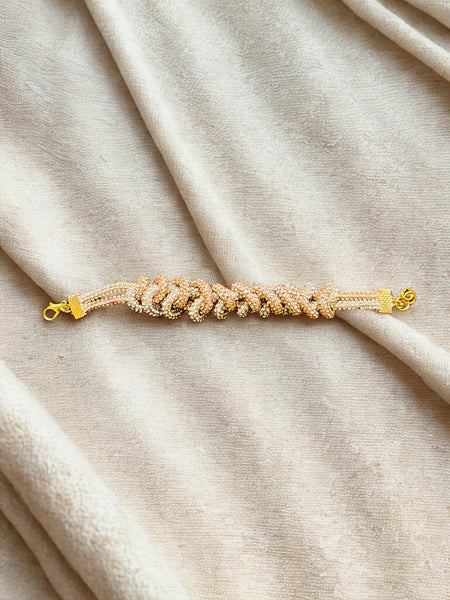 Princess Stone Twisted Duel Color Bracelet- Golden Silver