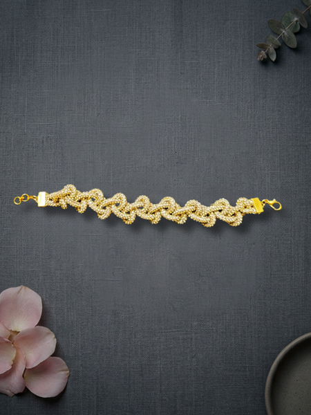 Princess Stone Twisted Bracelet- Golden