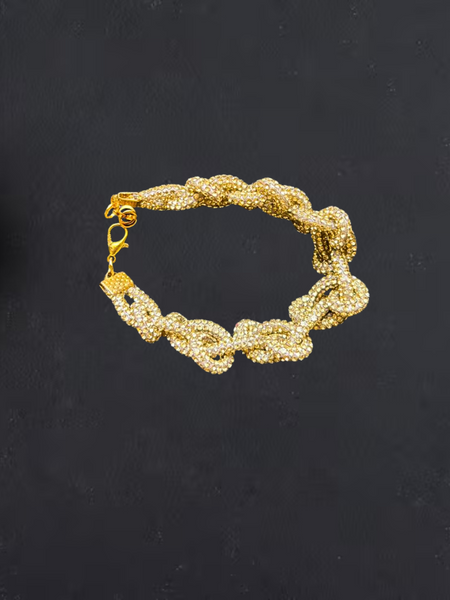 Princess Stone Twisted Bracelet- Golden
