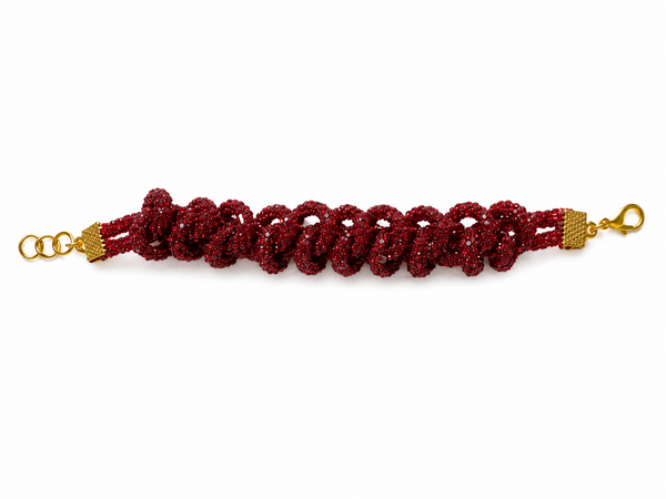 Princess Stone Twisted Small Bracelet- Red