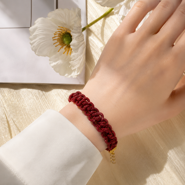 Princess Stone Twisted Small Bracelet- Red