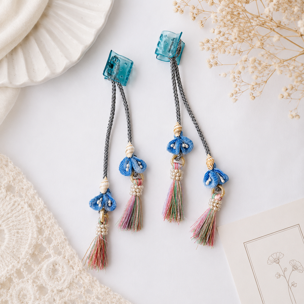 Girls Set Of 2 Ocean Rainbow Tessals Hair Clip- Blue