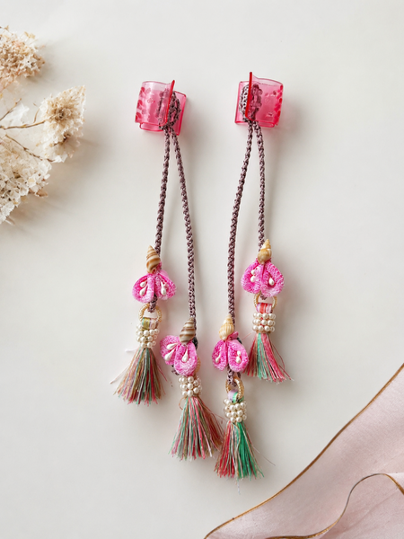 Girls Set Of 2 Ocean Rainbow Tessals Hair Clip- pink