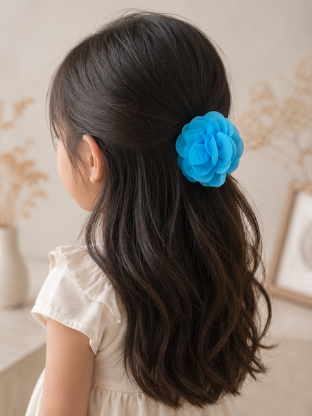 Girls Flower Claw Hair Clip- Blue