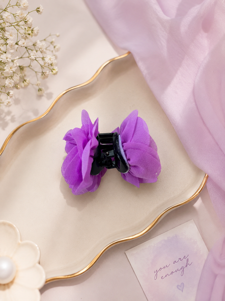 Girls Flower Claw Hair Clip- Purple