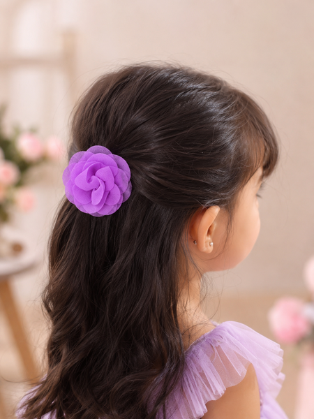 Girls Flower Claw Hair Clip- Purple