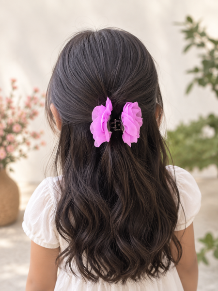 Girls Flower Claw Hair Clip- Purple