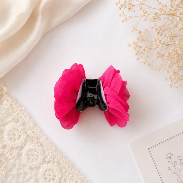 Girls Flower Claw Hair Clip- Red