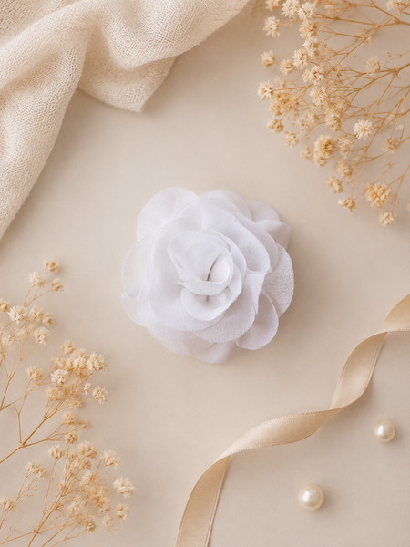 Girls Flower Claw Hair Clip- White