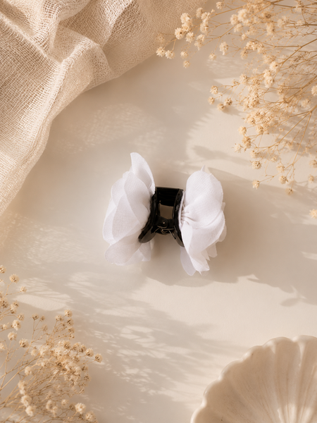 Girls Flower Claw Hair Clip- White