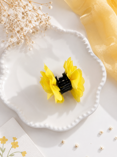 Girls Flower Claw Hair Clip- Yellow