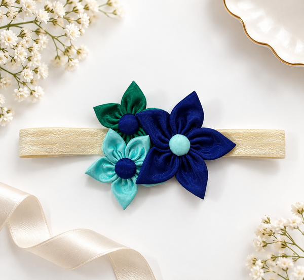 Ocean Bloom Floral Headband- Blue