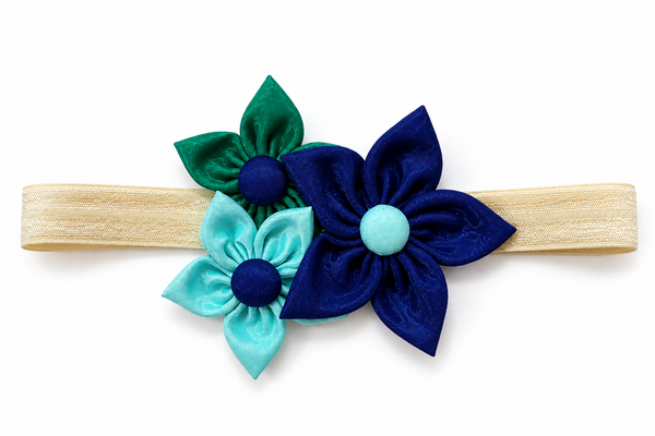 Ocean Bloom Floral Headband- Blue