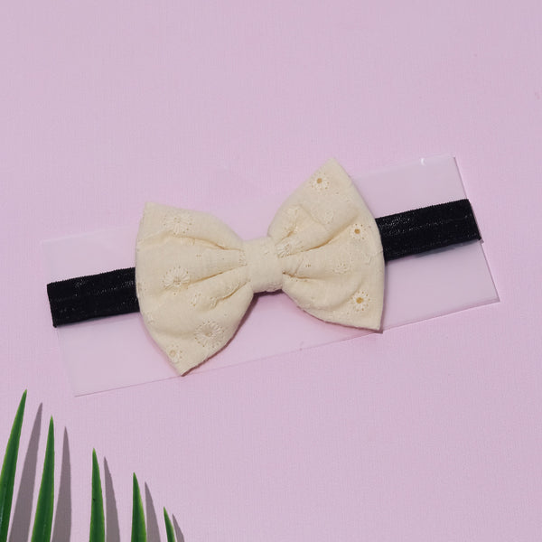 Solid Hakoba Bow Headband- Off White